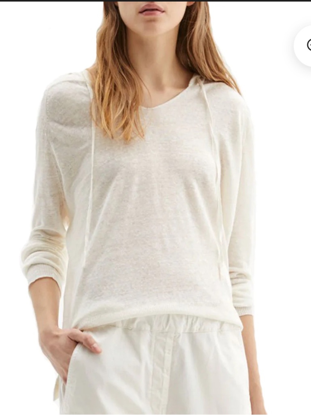 Nili Lotan Melissa Lightweight, linen hooded sweater woman’s size medium cream